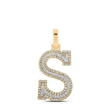 Image of 10kt Two-tone Gold Mens Round Diamond S Initial Letter Pendant 3/8 Cttw BTGND164498