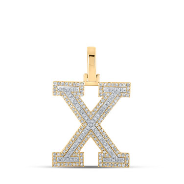 10kt Two-tone Gold Mens Round Diamond X Initial Letter Pendant 1/2 Cttw BTGND164508