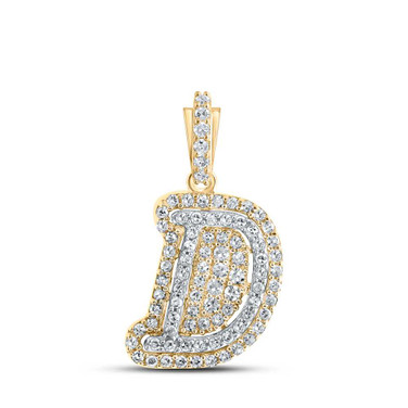 Image of 10kt Yellow Gold Womens Round Diamond D Initial Letter Pendant 1/5 Cttw BTGND165666