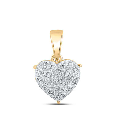 Image of 10kt Yellow Gold Womens Round Diamond Heart Pendant 1/2 Cttw BTGND167528