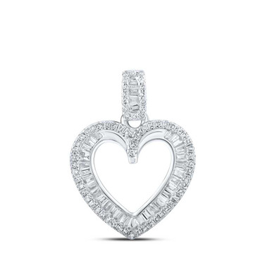 Image of 10kt White Gold Womens Round Diamond Heart Pendant 3/8 Cttw BTGND167562