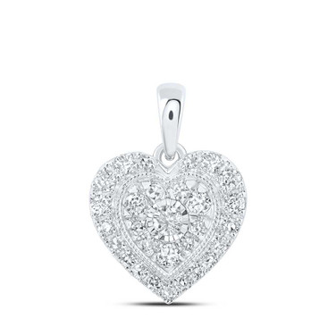 Image of 10kt White Gold Womens Round Diamond Heart Pendant 1/4 Cttw BTGND168062