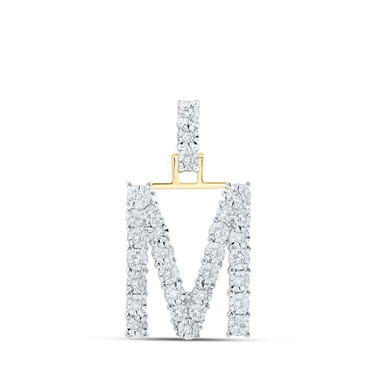 Image of 10kt Yellow Gold Womens Round Diamond M Initial Letter Pendant 1/6 Cttw BTGND168667 Image of 10kt Yellow Gold Womens Round Diamond M Initial Letter Pendant 1/6 Cttw BTGND168667