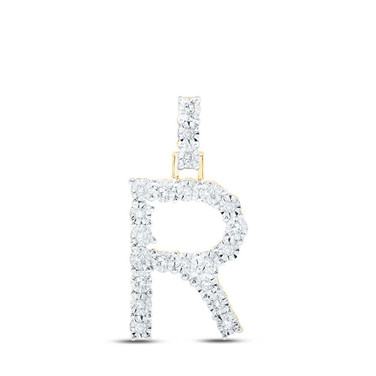 Image of 10kt Yellow Gold Womens Round Diamond R Initial Letter Pendant 1/10 Cttw BTGND168677 Image of 10kt Yellow Gold Womens Round Diamond R Initial Letter Pendant 1/10 Cttw BTGND168677