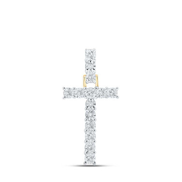 Image of 10kt Yellow Gold Womens Round Diamond T Initial Letter Pendant 1/12 Cttw BTGND168681