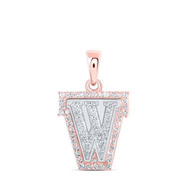 Image of 10kt Two-tone Gold Womens Round Diamond W Initial Letter Pendant 1/5 Cttw BTGND169116 Image of 10kt Two-tone Gold Womens Round Diamond W Initial Letter Pendant 1/5 Cttw BTGND169116