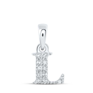 Image of 10kt White Gold Womens Round Diamond L Initial Letter Pendant 1/20 Cttw BTGND169160