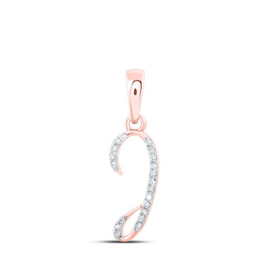 Image of 10kt Rose Gold Womens Round Diamond I Initial Letter Pendant 1/20 Cttw BTGND169594