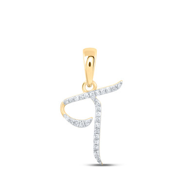 10kt Yellow Gold Womens Round Diamond T Initial Letter Pendant 1/12 Cttw BTGND169625