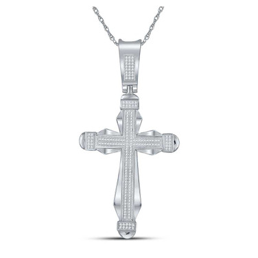 Image of 10kt White Gold Mens Round Diamond Cross Charm Pendant 1/2 Cttw BTGND68640