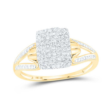 Image of 10kt Yellow Gold Womens Round Diamond Cluster Ring 1/6 Cttw 04028