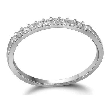 Image of 10kt White Gold Womens Round Diamond Wedding Band Ring 1/6 Cttw