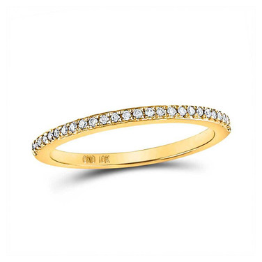 Image of 14kt Yellow Gold Womens Round Diamond Single Row Stackable Band Ring 1/8 Cttw