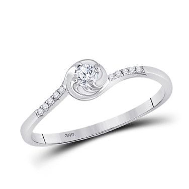 10kt White Gold Womens Round Diamond Solitaire Promise Ring 1/10 Cttw 94030