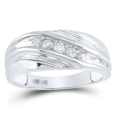 10kt White Gold Mens Round Diamond Wedding Band Ring 1/4 Cttw BTGND29921
