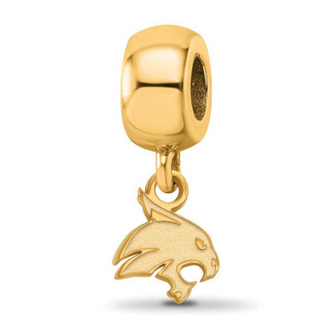 Image of Sterling Silver Gold-plated LogoArt Texas State University Bobcat Extra Small Dangle Bead Charm