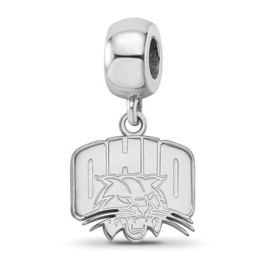 Image of Sterling Silver Rhodium-plated LogoArt Ohio University Small Dangle Bead Charm