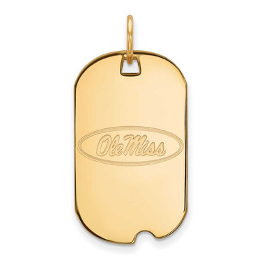 Image of 14k Yellow Gold LogoArt University of Mississippi Ole Miss Small Dog Tag Pendant