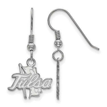 Image of Sterling Silver Rhodium-plated LogoArt University of Tulsa Small Dangle Wire Earrings