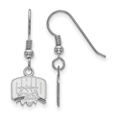 Image of Sterling Silver Rhodium-plated LogoArt Ohio University Extra Small Dangle Wire Earrings