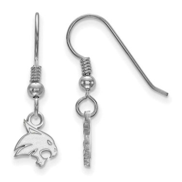 Image of Sterling Silver Rhodium-plated LogoArt Texas State University Bobcat Extra Small Dangle Wire Earrings
