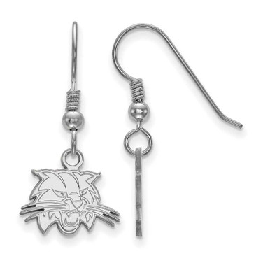 Image of Sterling Silver Rhodium-plated LogoArt Ohio University Bobcat Extra Small Dangle Wire Earrings