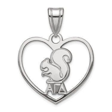 Sterling Silver Rhodium-plated LogoArt Alpha Gamma Delta Heart Pendant