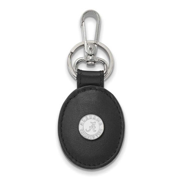 Image of Sterling Silver LogoArt University of Alabama Black Leather Oval Key Chain SS053UAL-K1 Image of Sterling Silver LogoArt University of Alabama Black Leather Oval Key Chain SS053UAL-K1