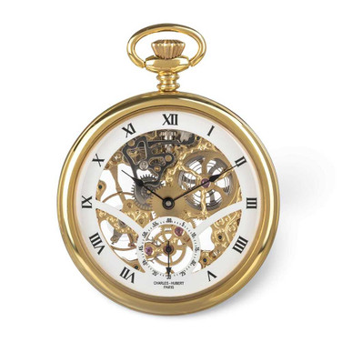 Image of Charles Hubert IP-plated Stainless Steel Open Face Pocket Watch