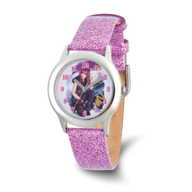 Disney Descendants 2 Mal Tween Girls' Stainless Steel Purple Glitter Watch