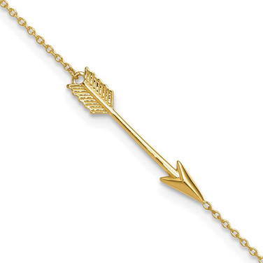 Image of 10k Yellow Gold Polished Arrow 9in Plus 1in ext. Anklet