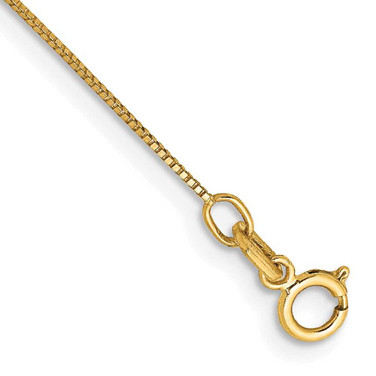 Image of 14K Yellow Gold 10 inch .5mm Box with Spring Ring Clasp Anklet