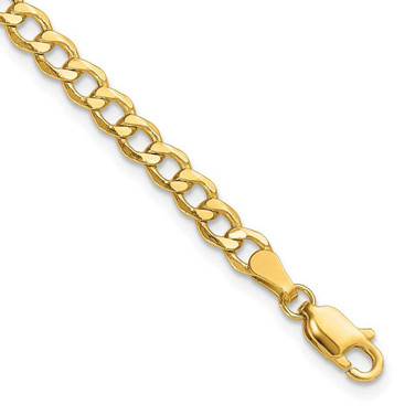 Image of 14K Yellow Gold 10 inch 4.3mm Hollow Curb with Lobster Clasp Anklet