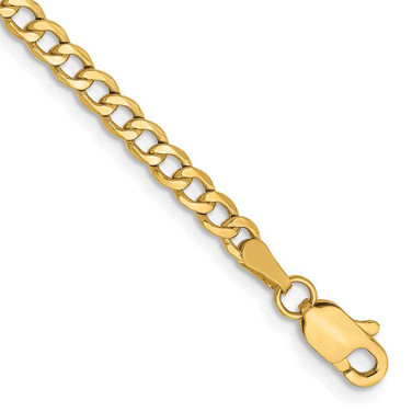 Image of 14K Yellow Gold 9 inch 2.85mm Hollow Curb with Lobster Clasp Anklet
