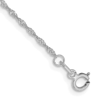 Image of 14K White Gold 9 inch 1.10mm Singapore with Spring Ring Clasp Anklet