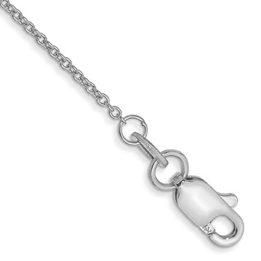 Image of 14K White Gold 10 inch 1mm Round Open Link Cable with Lobster Clasp Anklet