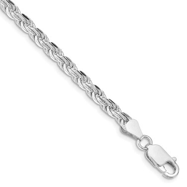 Image of Sterling Silver Rhodium-plated 4.25mm Diamond-cut Rope Chain QDC090R-10