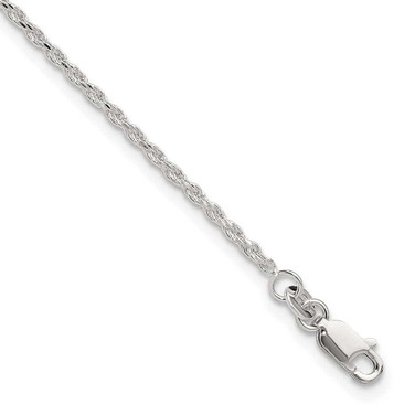 Image of Sterling Silver Polished and Diamond-Cut Rope 10in Plus 1in ext. Anklet