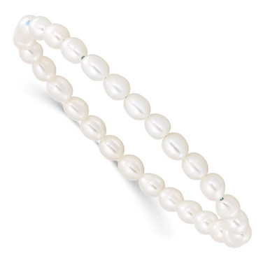 Childrens 4-5mm White Rice Freshwater Cultured Pearl Stretch Bracelet