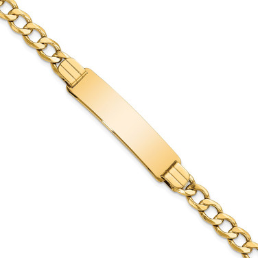 14K Yellow Gold Hollow Curb Link ID Bracelet DCID142-7