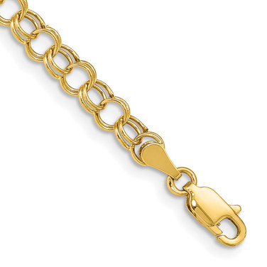 10k Yellow Gold Hollow Double Link Charm Bracelet 10DO540-8