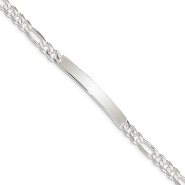 Image of Sterling Silver Figaro Link ID Bracelet QFD150-7