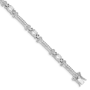 Image of Sterling Silver Rhodium-plated CZ Bracelet QX361CZ