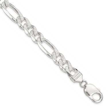 Image of Sterling Silver 9.5mm Pave Flat Figaro Chain QFF250-8