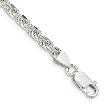 Image of Sterling Silver 4.25mm Diamond-cut Rope Chain QDC090-8