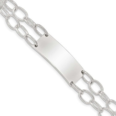 Image of Sterling Silver Double Strand Oval Link ID Bracelet QG1540-8.25