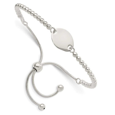 Image of Sterling Silver Polished Beaded Adjustable Bracelet QG5891