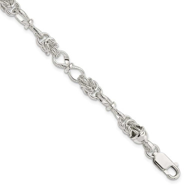 Image of Sterling Silver Polished and Textured Fancy Bracelet QG3231-7.5