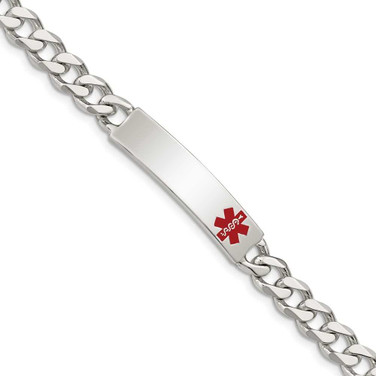 Image of Sterling Silver Polished Medical Curb Link ID Bracelet XSM169-8.5