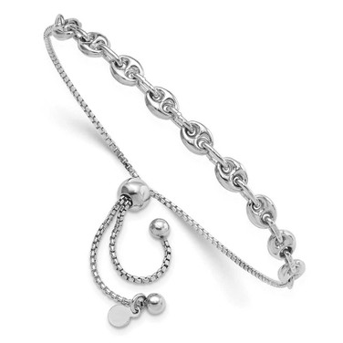 Image of Sterling Silver Rhodium-plated Fancy Adjustable Bracelet QG6259